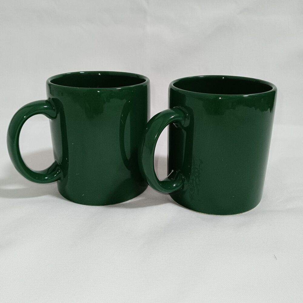 Waechtersbach Pair Of Ceramic Mugs Tea Coffee Drinking Mugs Dark Green Spain